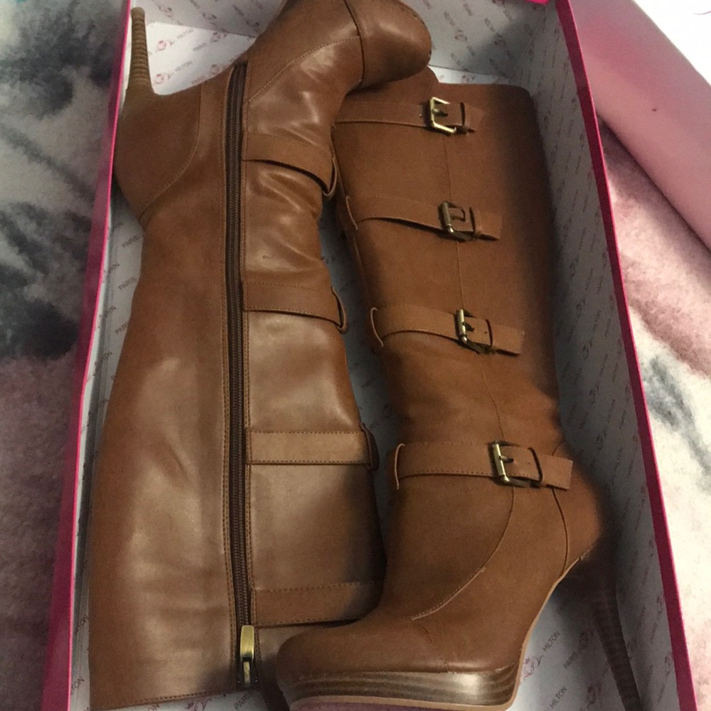 Paris Hilton leather boots/heels